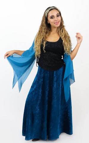 Medieval saia/corpete preto e azul